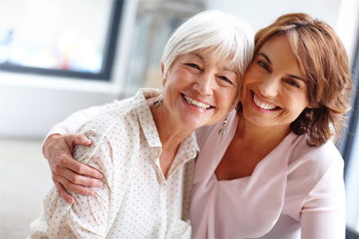 Older mother with adult daughter