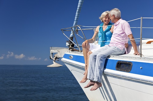 older couple sitting on a boat